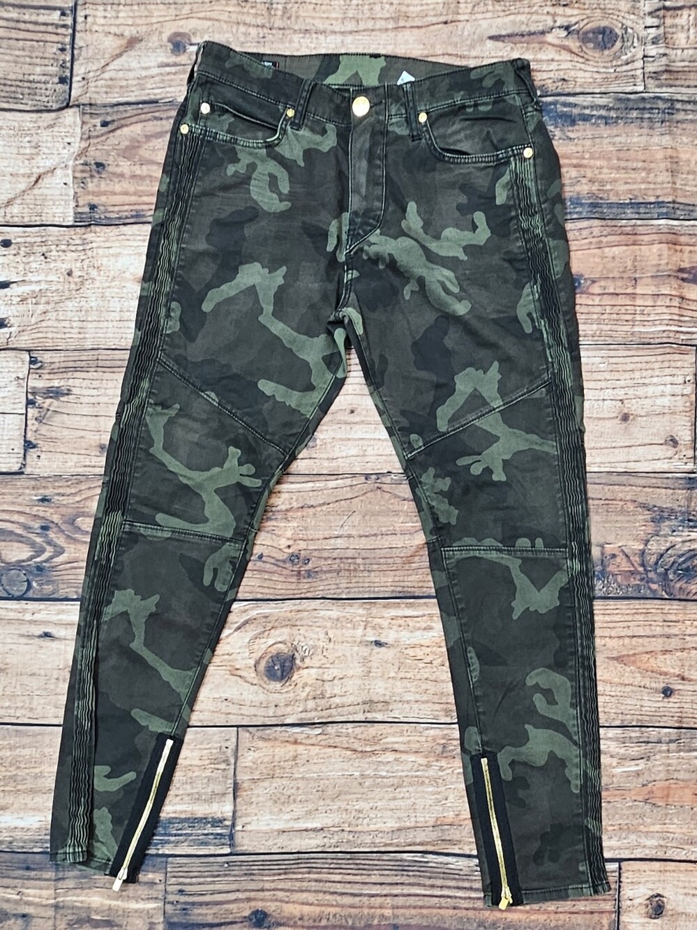 True Religion Mick Slouchy Skinny Camo Jeans Rare Zipper Ankle Men's Size 31